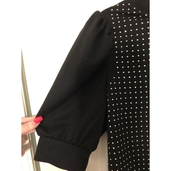 Madison 3/4  puffy sleeve studded sweatshirt style top size medium - Picture 4 of 12